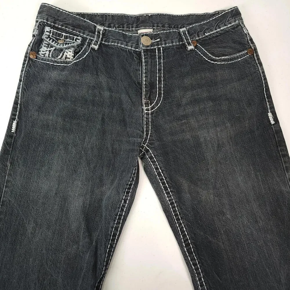 True Religion Men's Joey Row Seat Black Jeans 37x35‎ (Actual) Missing Pocket